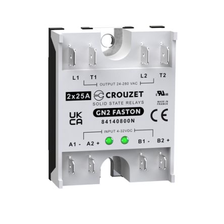 Crouzet GN2 Series Solid State Relay, 25 A Load, Panel Mount, 280 Vrms Load [84140800N]; 233-2486