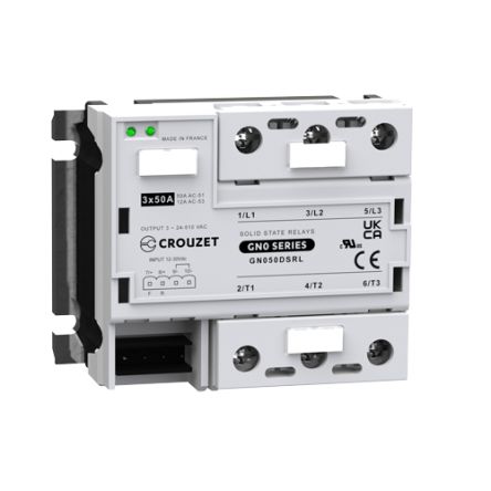 Crouzet GN0 Series Solid State Relay, 50 A Load, Panel Mount, 510 V rms Load [GN050DSRL]; 233-2490