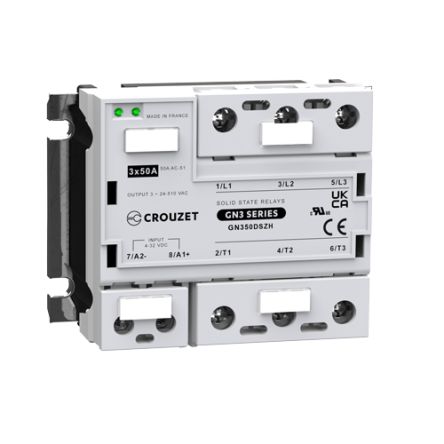 Crouzet GN3 Series Solid State Relay, 50 A Load, Panel Mount, 510 V rms Load [GN350DSZH]; 233-2497
