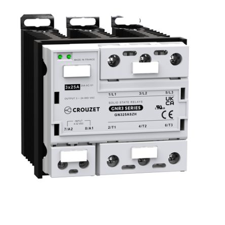 Crouzet GNR3 Series Solid State Relay, 25 A Load, DIN Rail Mount, 660 V rms Load [GNR25DCZH]; 233-2498