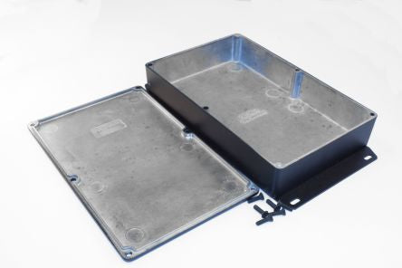 Hammond 1590 Series Die Cast Aluminium Enclosure, IP54, Flanged, 188 x 188 x 38mm [1590DDFBK]; 233-3208