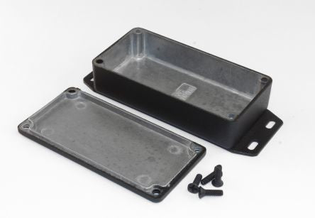 Hammond 1590 Series Die Cast Aluminium Enclosure, IP54, Flanged, 101 x 101 x 26mm [1590GFBK]; 233-3231