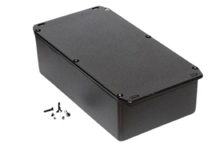 Hammond 1590 Series Die Cast Aluminium Enclosure, IP54, Flanged, 192 x 112 x 61mm [1590R1FLBK]; 233-3282