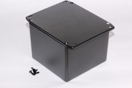 Hammond 1590 Series Die Cast Aluminium Enclosure, IP54, Flanged, 120 x 120 x 94mm [1590VFLBK]; 233-3305