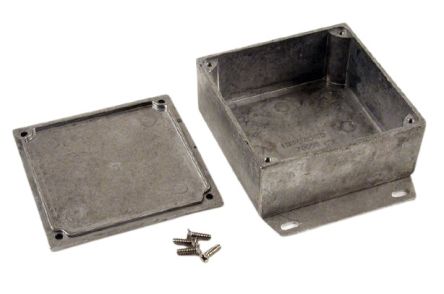 Hammond 1590 Series Die Cast Aluminium Enclosure, IP54, Flanged, 92 x 92 x 42mm [1590YF]; 233-3312