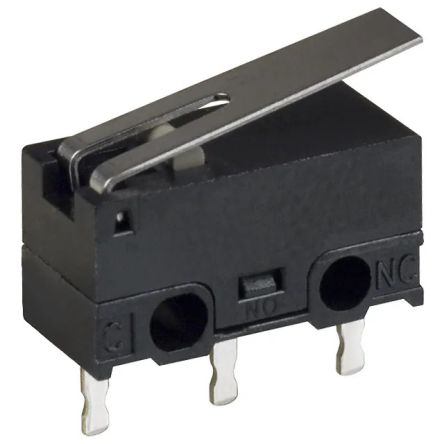 Omron Hinge Lever Subminiature Micro Switch, Through Hole Terminal, 100 mA, SPDT, IP40 [D2F-01FL JPN]; 233-4117