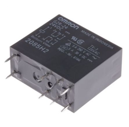 Omron PCB Mount Non-Latching Relay, 24V dc Coil, 3A Switching Current, DPDT [G2R-24 DC24]; 233-4138