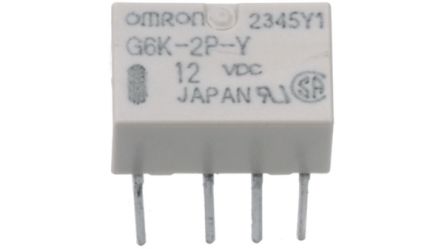 Omron PCB Mount Signal Relay, 12V dc Coil, 1A Switching Current, DPDT [G6K-2P 12DC]; 233-4180