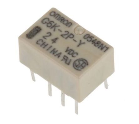 Omron PCB Mount Signal Relay, 24V dc Coil, 1A Switching Current, DPDT [G6K-2P 24DC]; 233-4182