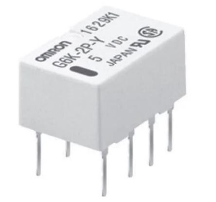 Omron PCB Mount Signal Relay, 5V dc Coil, 1A Switching Current, DPDT [G6K-2P 5DC]; 233-4184