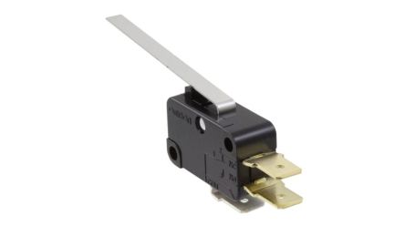 Omron Long Hinge Lever Microswitch, Quick Connect Terminal, 15 A, SPDT, IP40 [V-153-1C5]; 233-4203