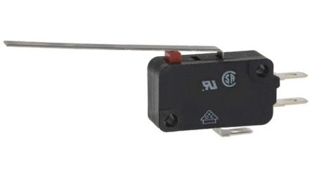 Omron Long Hinge Lever Microswitch, Solder Terminal, 5 A, SPDT, IP40 [VX-53-1A3]; 233-4210