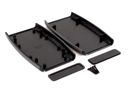 Hammond 1553 Series Black Plastic Hand Held Enclosure, Integral Battery Compartment, IP54, 147 x 89 x 25mm [1553DXBK]; 234-5963