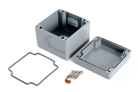 Hammond 1590Z Series Grey Die Cast Aluminium Alloy General Purpose Enclosure, IP68, 100 x 100 x 81mm [1590Z080GY]; 234-5968