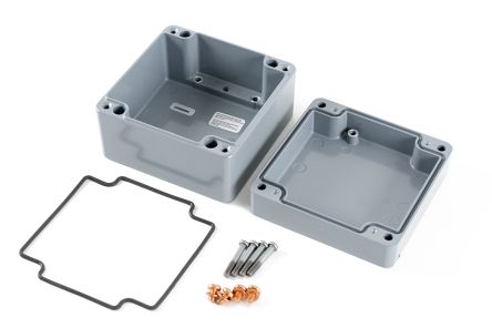 Hammond 1590Z Series Grey Die Cast Aluminium Alloy General Purpose Enclosure, IP68, 140 x 140 x 91mm [1590Z090GY]; 234-5971