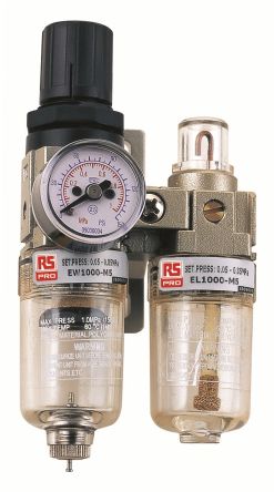RS PRO G 1/4 Filter Regulator Lubricator, Manual Drain, 25μ Filtration Size [0]; 235-1106