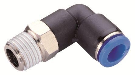 RS PRO PL Series Elbow Fitting, Threaded-to-Tube Connection Style [0]; 235-1208