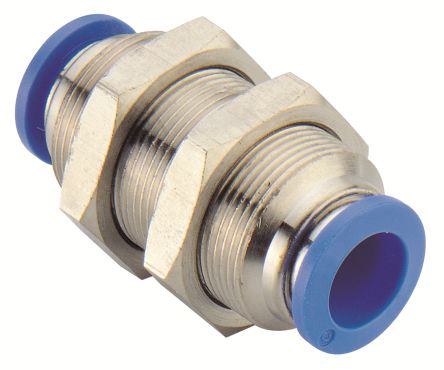 RS PRO PMM Series Bulkhead Tube-to-Tube Adaptor, Tube-to-Tube Connection Style [0]; 235-1214