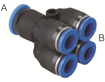 RS PRO PXG Series Double Y Tube-to-Tube Adaptor, Tube-to-Tube Connection Style [0]; 235-1234