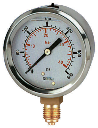 RS PRO BSP 1/4 Analogue Pressure Gauge 15psi Bottom Entry 63mm Outside Diameter [0]; 235-1288