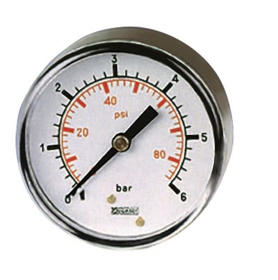 RS PRO BSP 1/8in Analogue Pressure Gauge 60psi Back Entry 40mm Outside Diameter [0]; 235-1290