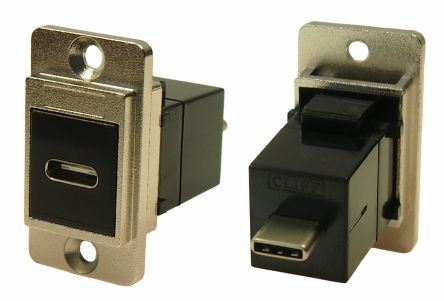 RS PRO Straight, Panel Mount, Female to Male- Dual Port Type USB-C USB Connector [0]; 235-4758