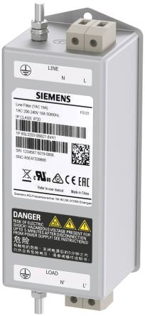 Siemens, SINAMICS 18A 240 V ac Category 2, Panel Mount Power Line Filter, Single Phase [6SL3203-0BB21-8VA1]; 236-3536