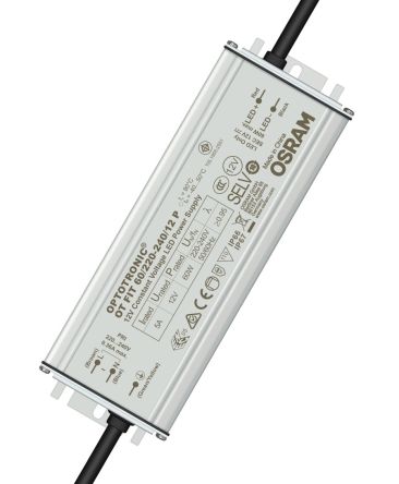 Osram LED Driver, 12.5V Output, 60W Output, 360mA Output, Constant Voltage [OT-FIT-60/220-240/12-P]; 236-8675