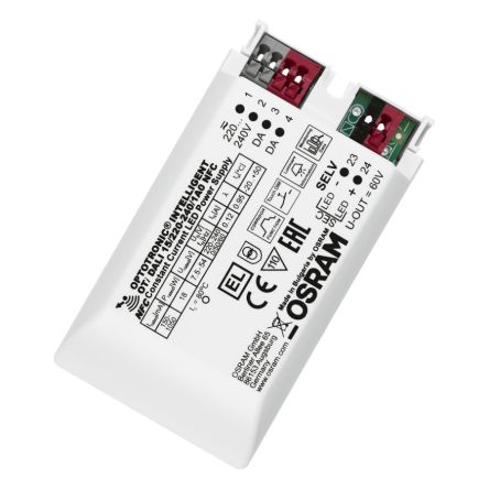 Osram LED Driver, 7.5-54V Output, 18W Output, 350mA Output, Constant Current Dimmable [OTI-DALI-15/220-240/1A0-NFC]; 236-8678