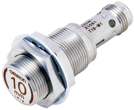 Omron Inductive Threaded Barrel Proximity Sensor, M18, 10 mm Detection, PNP NC, 10 → 30 V dc [E2EW-X10B218-M1]; 236-8722