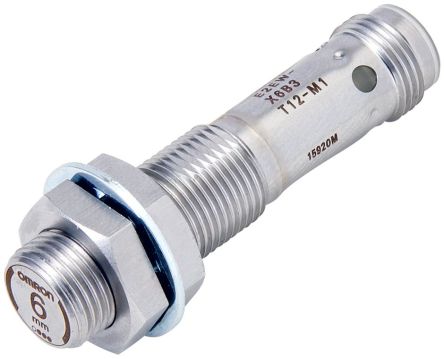 Omron Inductive Threaded Barrel Proximity Sensor, M12, 6 mm Detection, PNP NO, 10 → 30 V dc [E2EW-X6B1T12-M1]; 236-8743