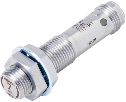 Omron Inductive Threaded Barrel Proximity Sensor, M12, 7 mm Detection, NPN NO, 10 → 30 V dc [E2EW-X7C112-M1]; 236-8753