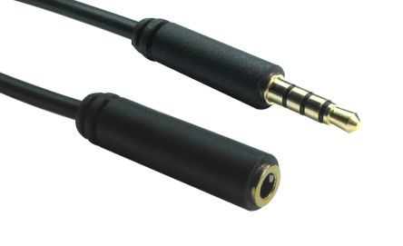 RS PRO Male 3.5mm Stereo Jack to Female 3.5mm Stereo Jack Aux Cable, 2m [0]; 236-9050