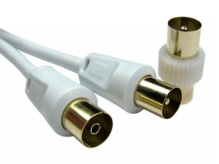 RS PRO Male TV Aerial Connector to Female TV Aerial Connector, 3C2V Coaxial, Terminated [0]; 236-9061