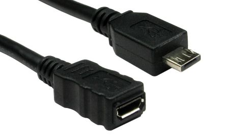 RS PRO USB 2.0, Male Micro USB B to Female Micro USB B, 500mm [0]; 236-9085
