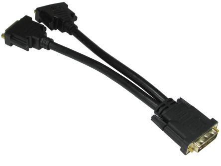 RS PRO, Male DVI-D Dual Link to Female DVI-I Dual Link x 2  Cable, 200mm [0]; 236-9110