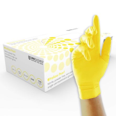 Reldeen Yellow Powder-Free Nitrile Disposable Gloves, Size XL [G1184T22]; 237-1040