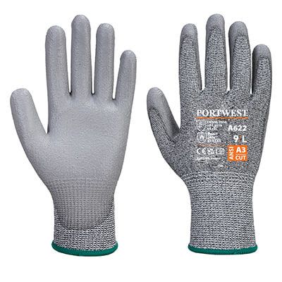 Portwest Grey Polyurethane Cut Resistant Gloves, Size 7, Polyurethane Coating [A622G7RL]; 237-2809