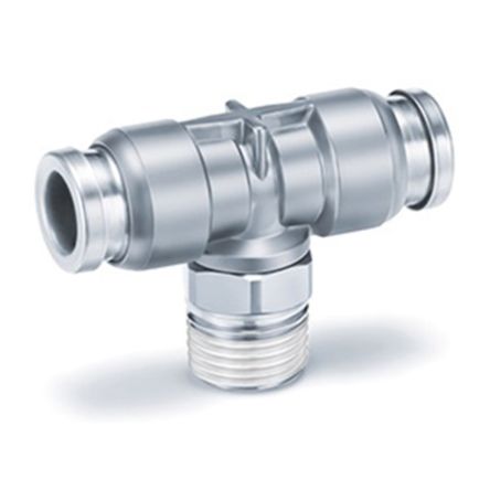 SMC KQB2T Series Tee Threaded Adaptor, Push In 8 mm to Push In 8 mm [KQB2T08-G02]; 237-3506