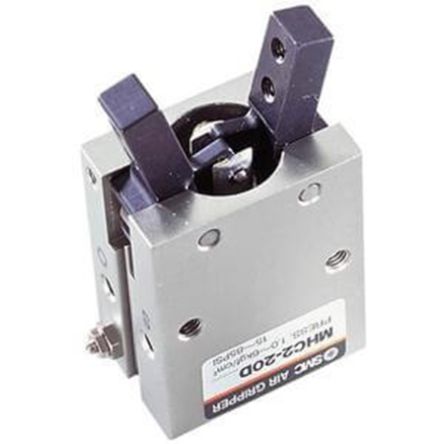 SMC 2 Finger Double Action Pneumatic Gripper, MHC2-20S, Angle Gripping Type [MHC2-20S]; 237-3553