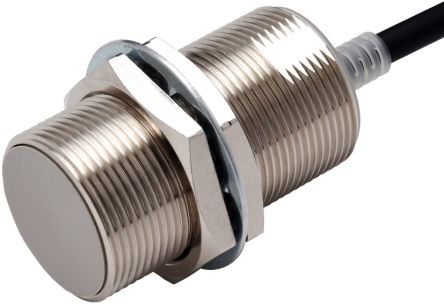 Omron Inductive Threaded Barrel Proximity Sensor, M30, 15 mm Detection, PNP NO, 10 → 30 V dc [E2E-X15B1TL30 5M]; 237-5472