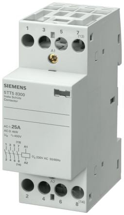 Siemens SENTRON 5TT INSTA Contactor, 230 V Coil, 25 A, 2 kW, 4NO [5TT5820-0]; 237-7964