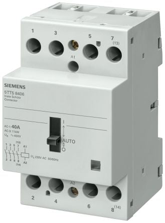 Siemens SENTRON 5TT INSTA Contactor, 24 V Coil, 40 A, 4 kW, 3NO/1NC [5TT5841-8]; 237-7970