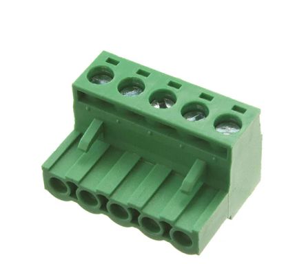 RS PRO, 5.08mm Pitch, 5 Way, Pluggable Terminal Block, Plug, Free Hanging (In Line) [0]; 237-8456