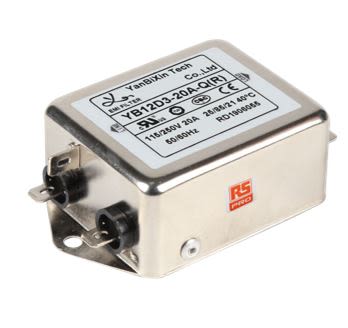 RS PRO 20A 115/250 V ac 50/60Hz, Chassis Mount EMI Filter, Fast-On, Single Phase [0]; 237-8685
