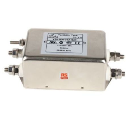 RS PRO 36A 115/250 V ac 50/60Hz, Chassis Mount Power Line Filter, Screw, Single Phase [0]; 237-8693