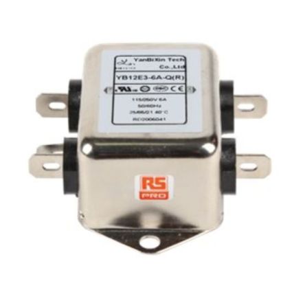 RS PRO 6A 115/250 V ac 50/60Hz, Chassis Mount Power Line Filter, Fast-On, Single Phase [0]; 237-8697