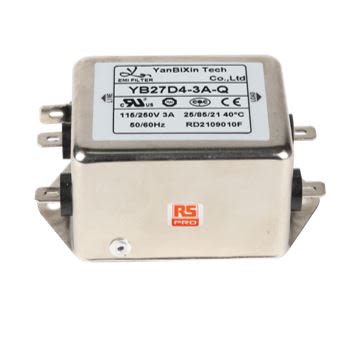 RS PRO 3A 115/250 V ac 50/60Hz, Chassis Mount EMI Filter, Fast-On, Single Phase [0]; 237-8718