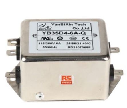 RS PRO 6A 115/250 V ac 50/60Hz, Chassis Mount Power Line Filter, Fast-On, Single Phase [0]; 237-8725