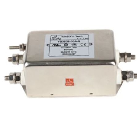RS PRO 30A 115/250 V ac 50/60Hz, Chassis Mount EMC Filter, Screw, Single Phase [0]; 237-8731
